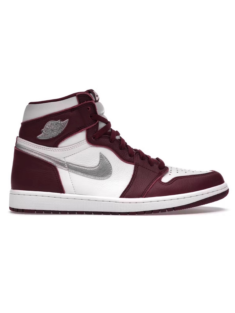 Nike Air Jordan 1 Mid Maroon/White with Silver Swoosh